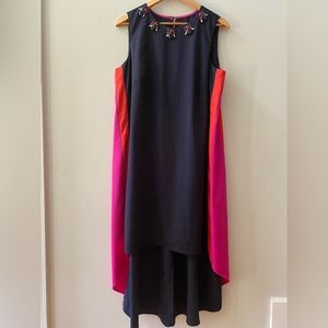 Vince Camuto Colorblock High Low Trapeze Dress Size 14W EUC
